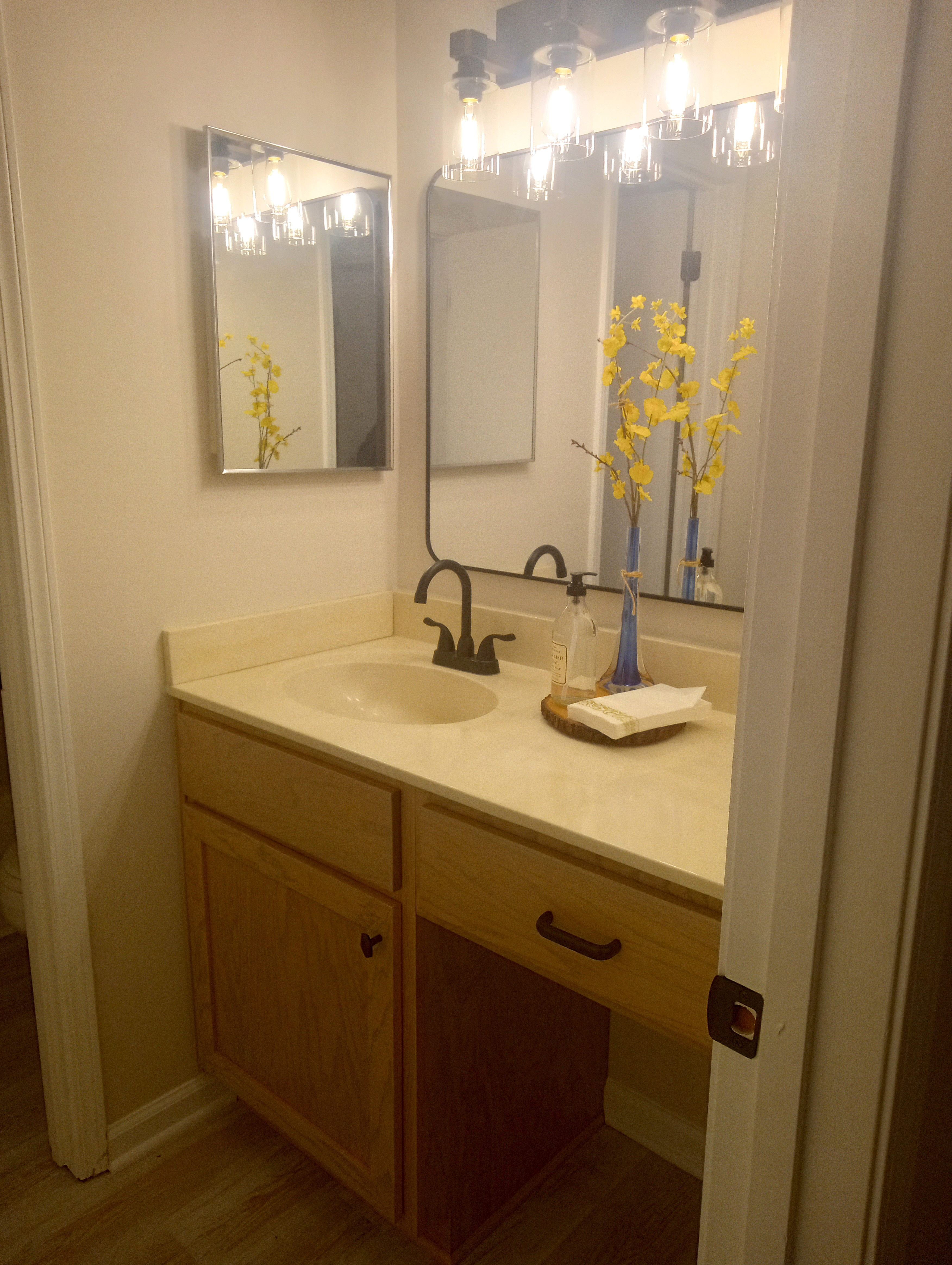 Custom Bathroom Vanity Cabinet with Weathered Wood Look